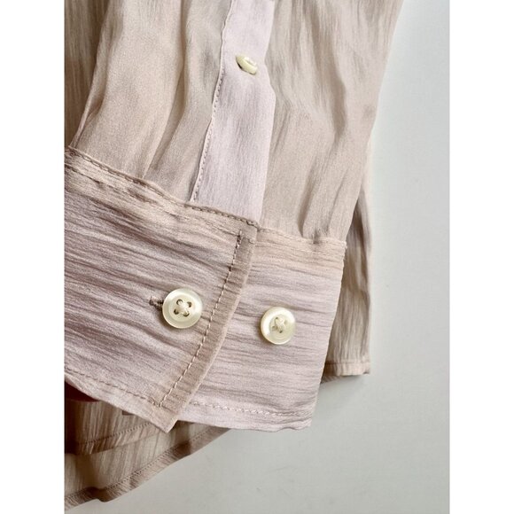 NWOT GAP Bedrock Beige Sheer Organza Oversized Button Up Big Shirt, Size S - Picture 8 of 13